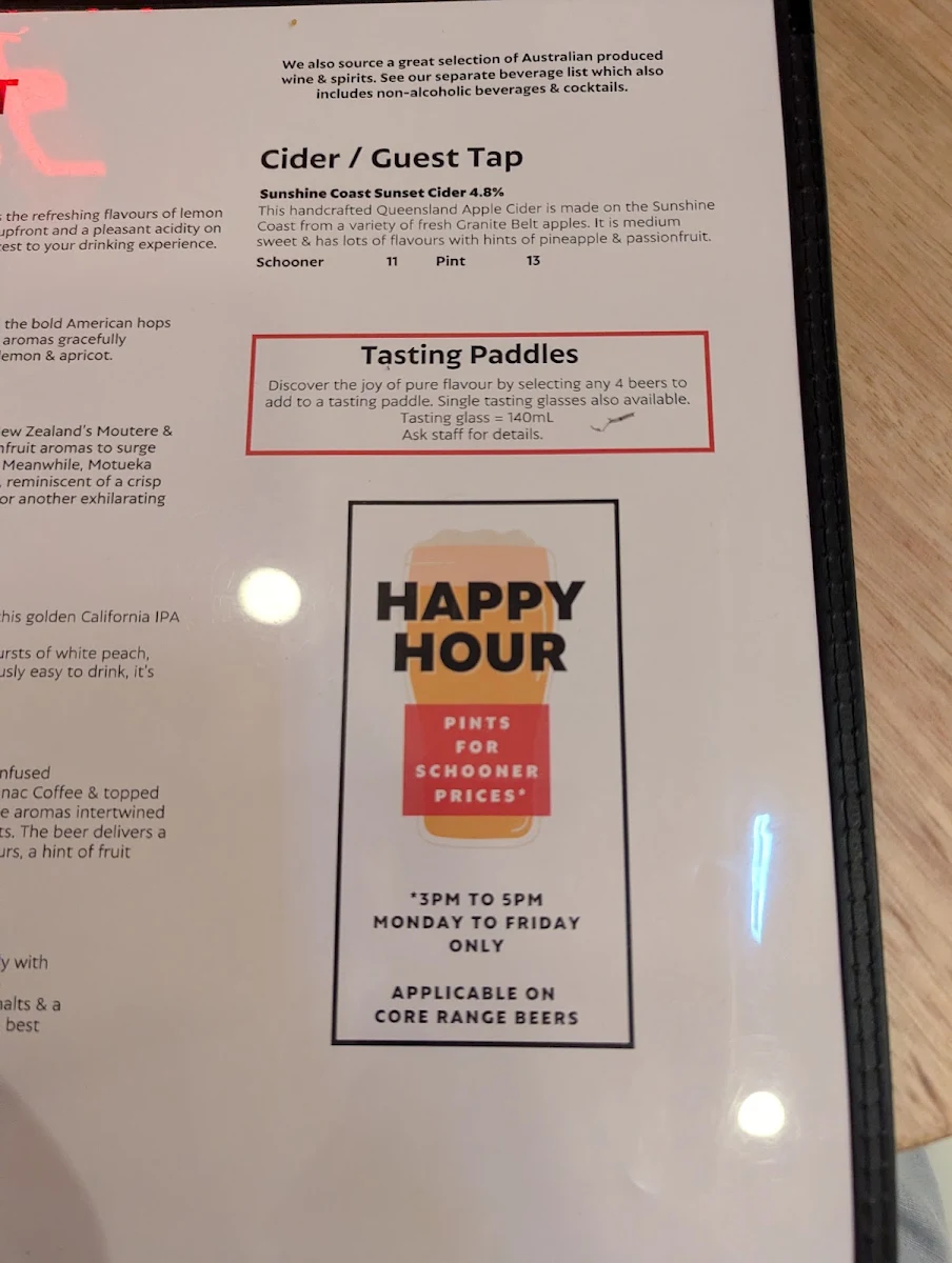 Menu, Slipstream Brewing Social House