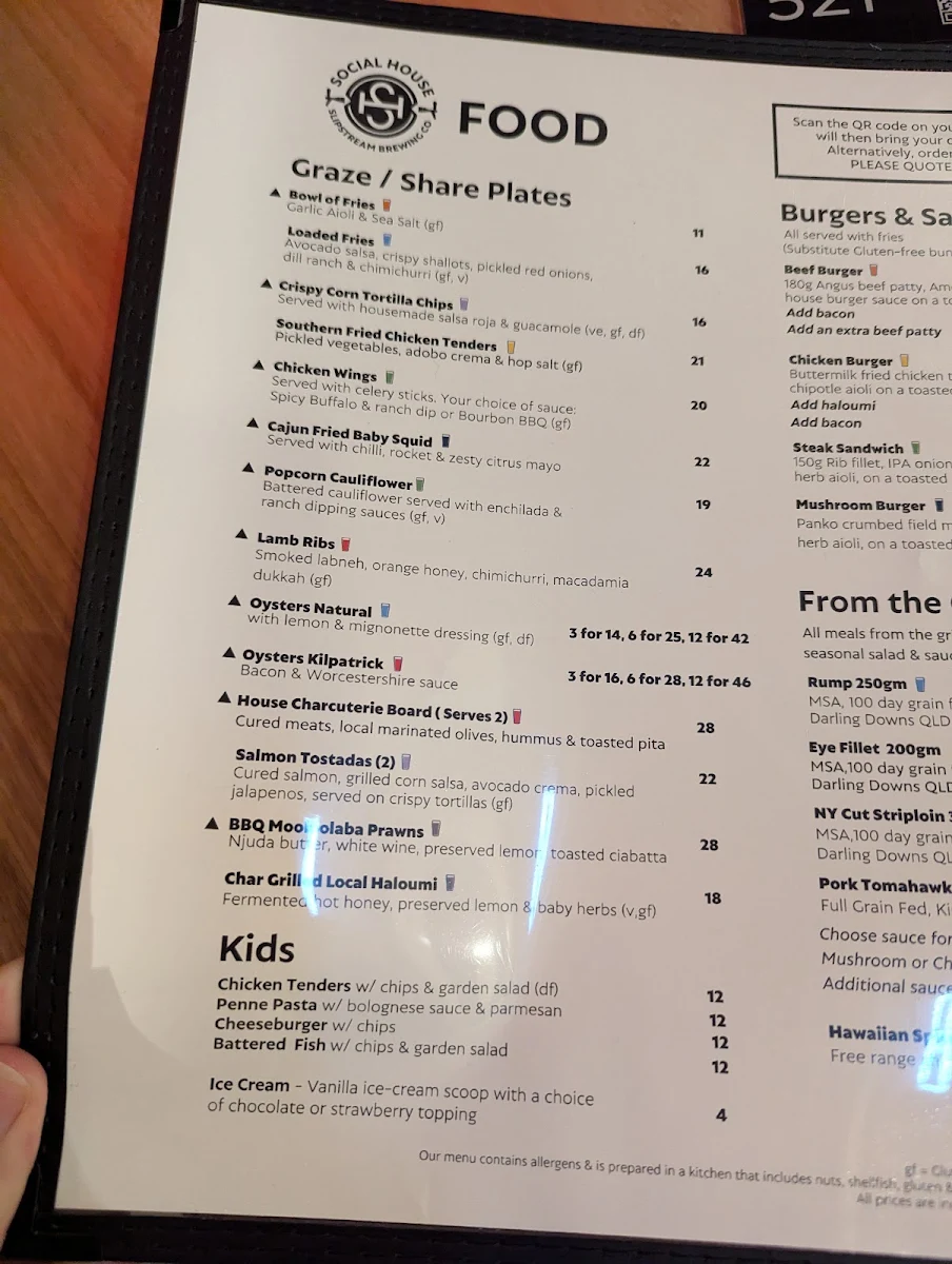 Menu, Slipstream Brewing Social House