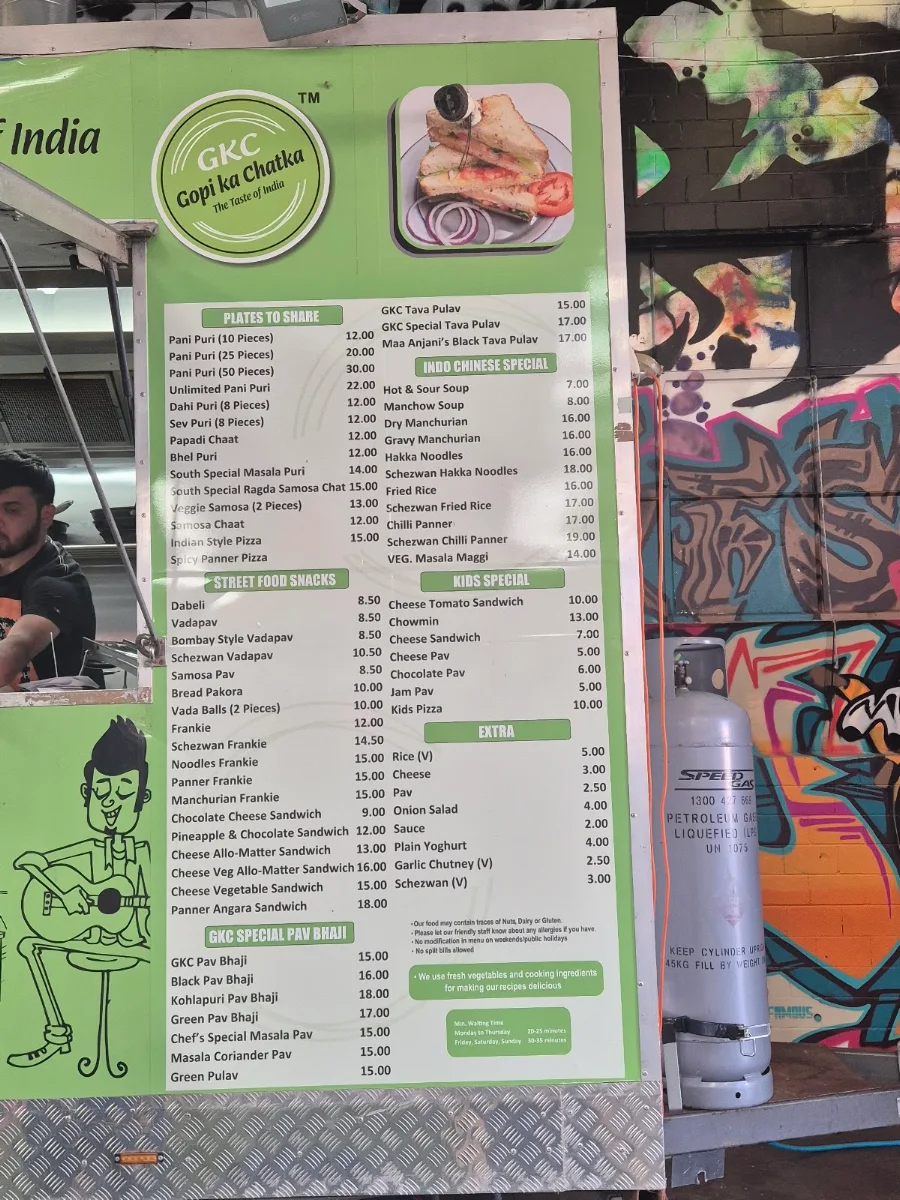 Menu, Gopi Ka Chatka Clayton