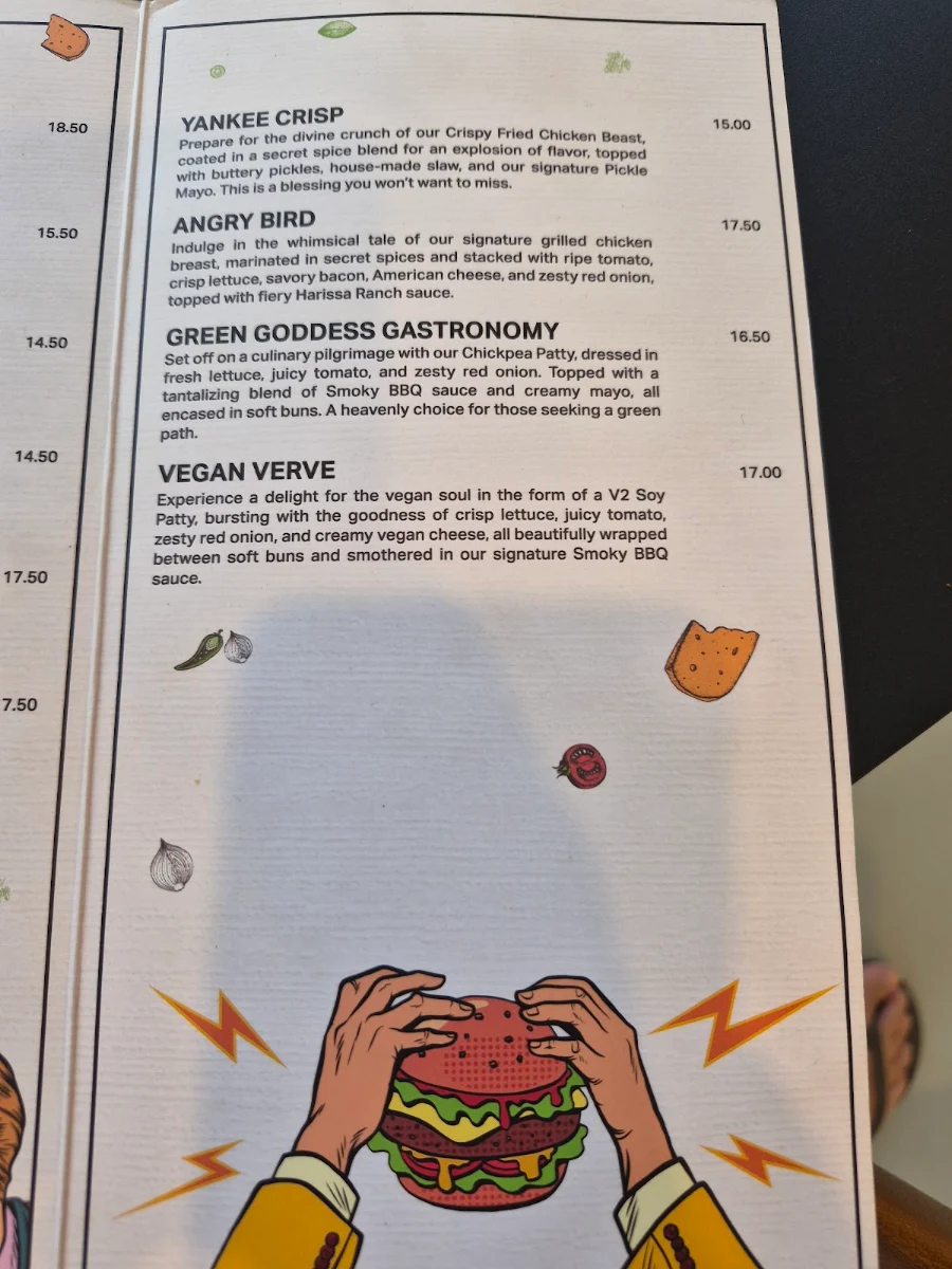 Menu, LA Burgers and Shakes