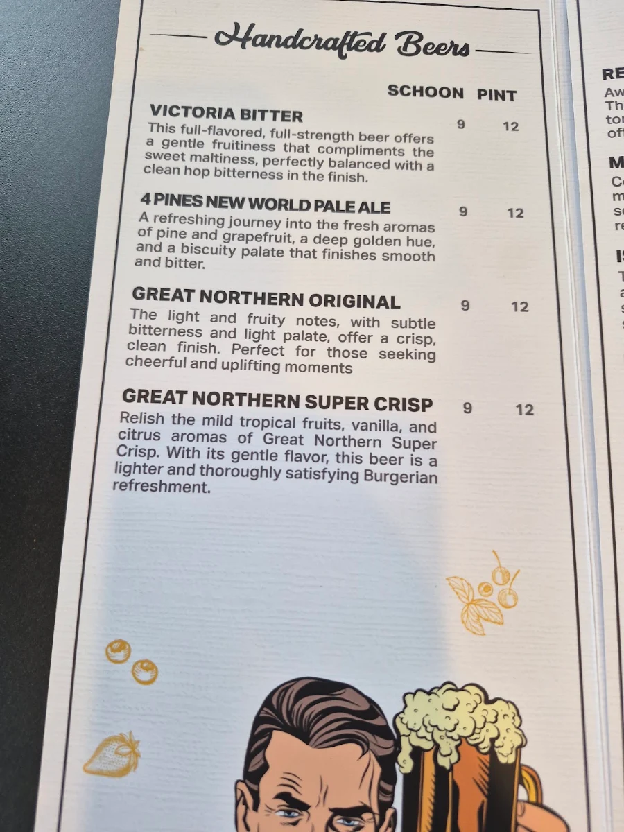 Menu, LA Burgers and Shakes