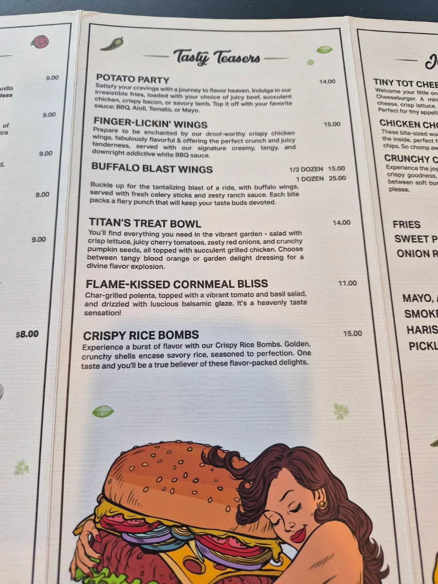 Menu, LA Burgers and Shakes