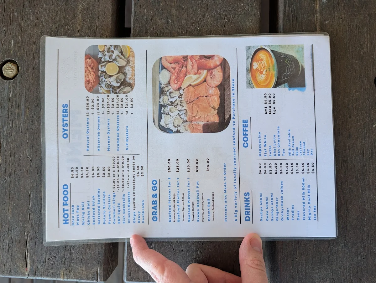 Menu, Stone's Oysters & Seafood Harrington