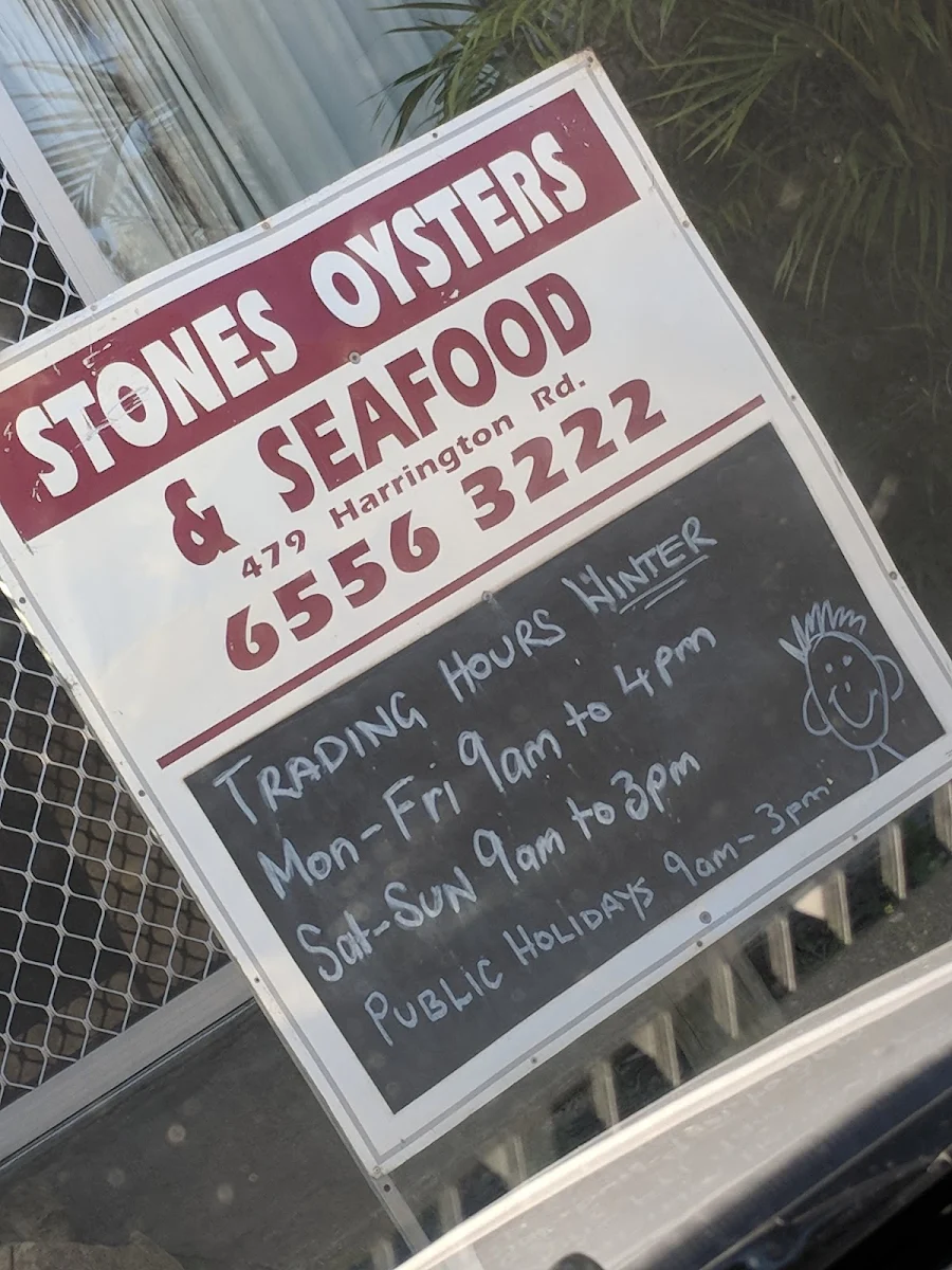 Menu, Stone's Oysters & Seafood Harrington