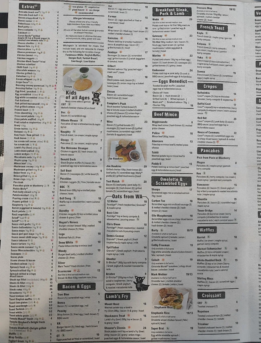 Menu, Cafe 63 Beaudesert Fair