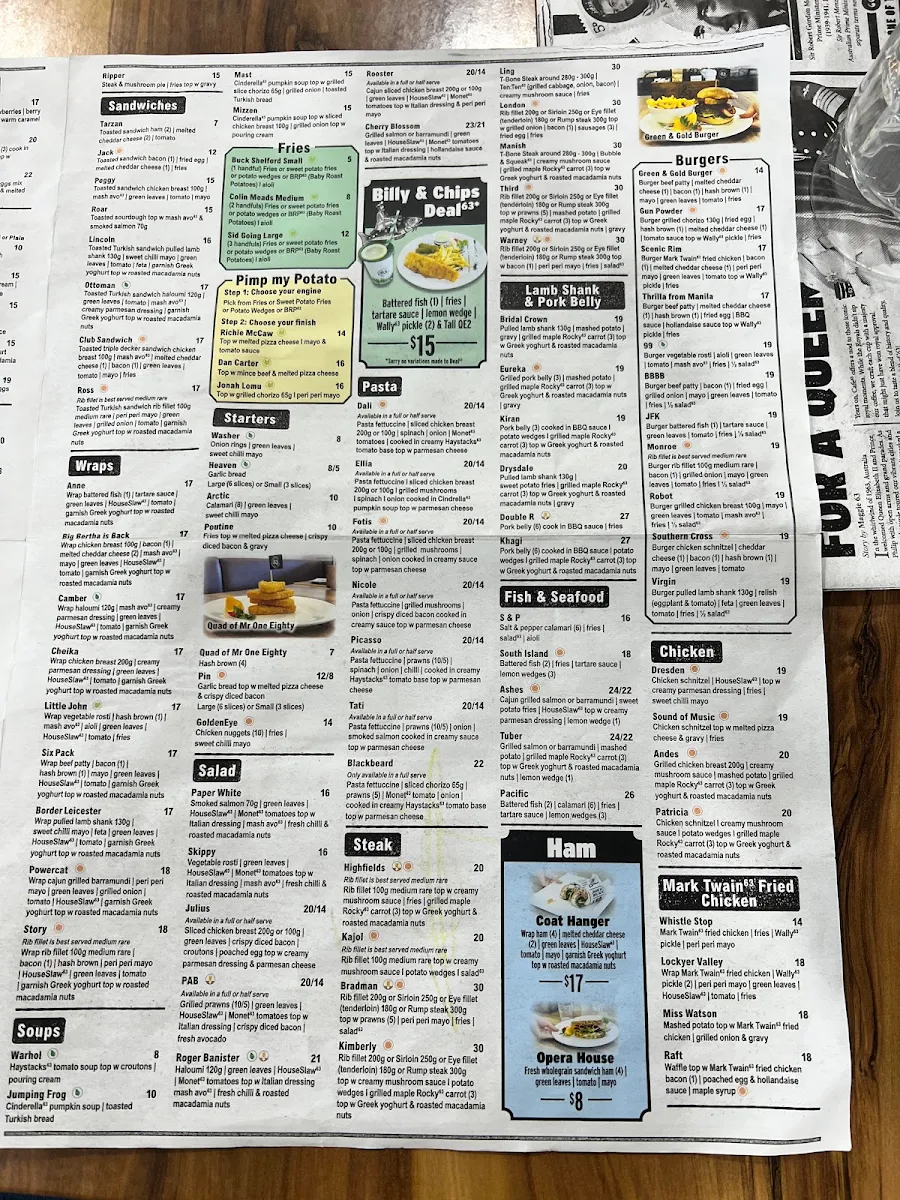 Menu, Cafe 63 Beaudesert Fair