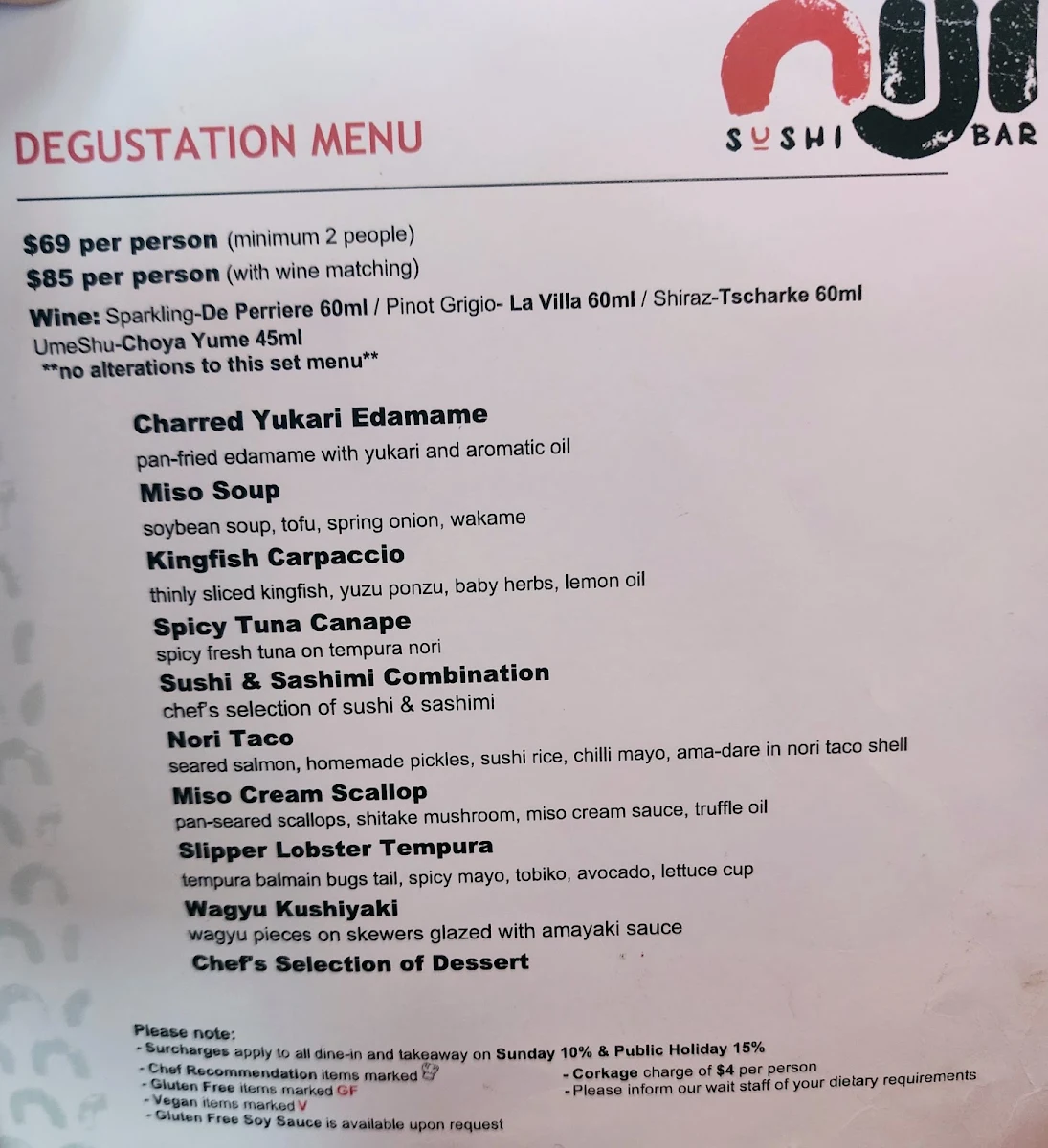 Menu, Niji Sushi Bar Kingsford