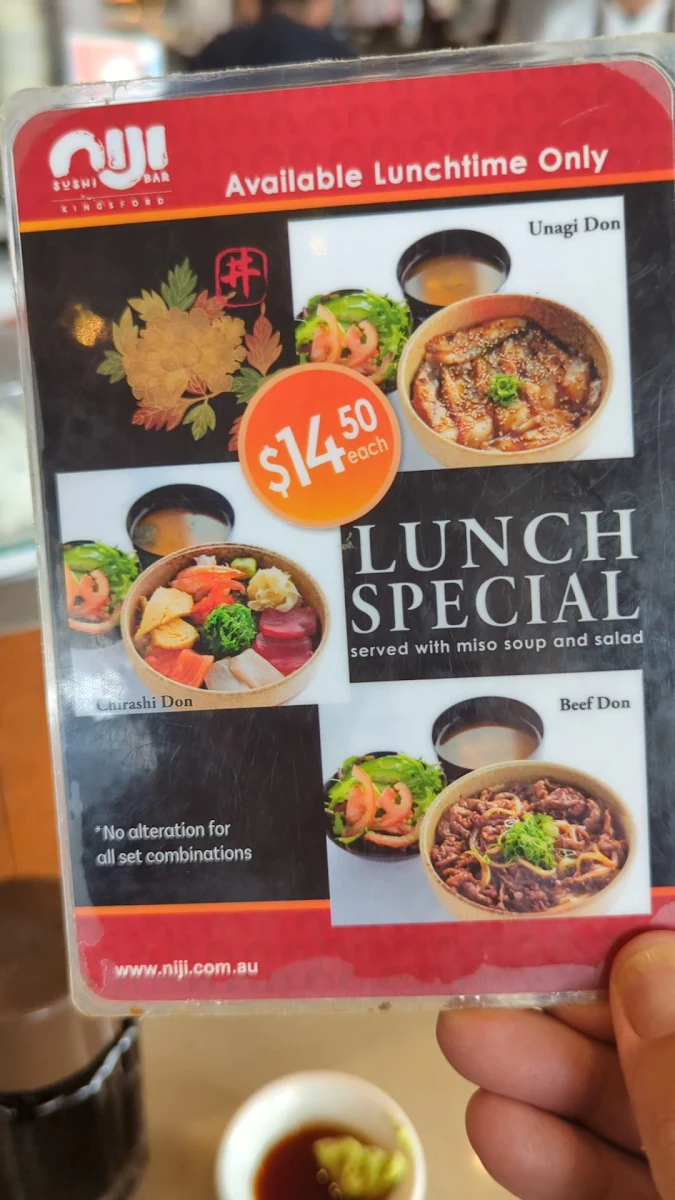 Menu, Niji Sushi Bar Kingsford