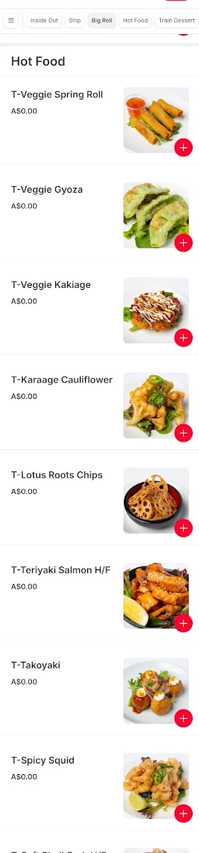 Menu, Niji Sushi Bar Kingsford