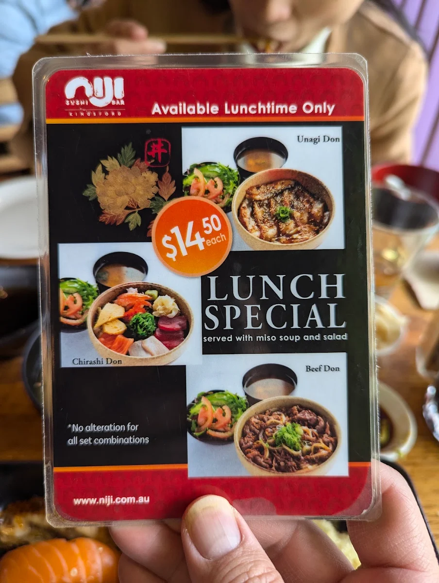 Menu, Niji Sushi Bar Kingsford