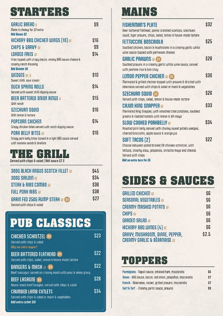 Menu, Bago Tavern