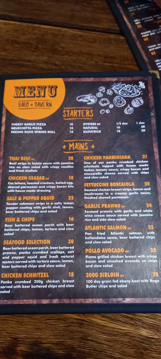 Menu, Bago Tavern