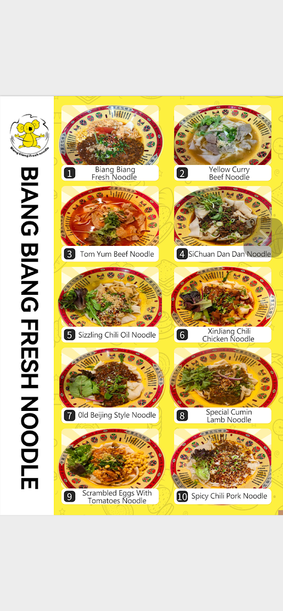 Menu, Biang Biang Fresh Noodle