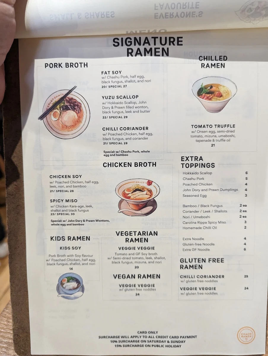 Menu, Chaco Ramen Bondi