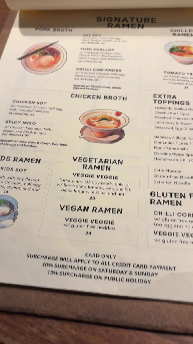 Menu, Chaco Ramen Bondi