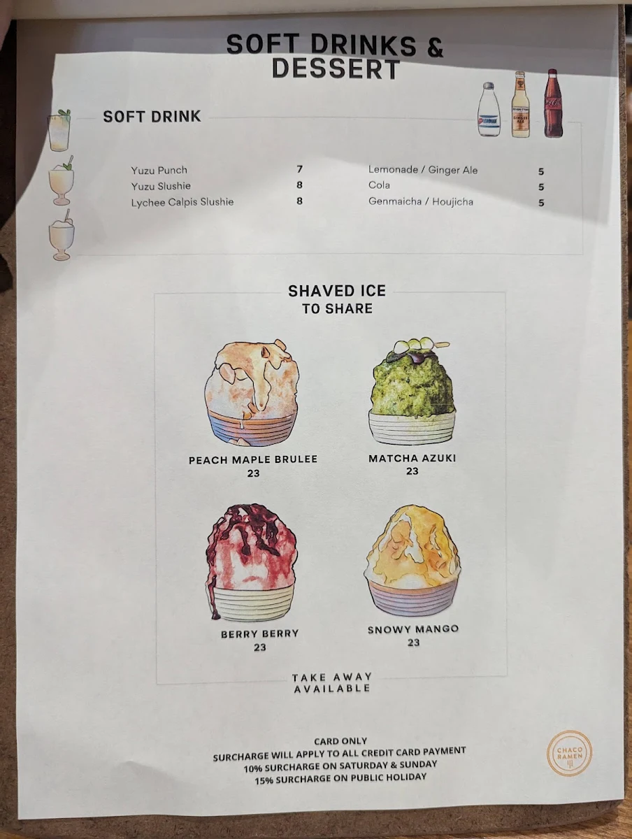 Menu, Chaco Ramen Bondi