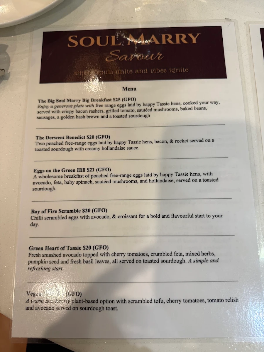 Menu, Soul Marry Savour
