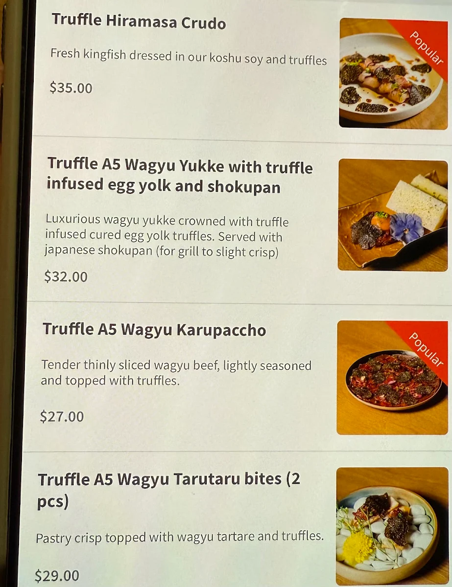 Menu, Kanpai Yakiniku