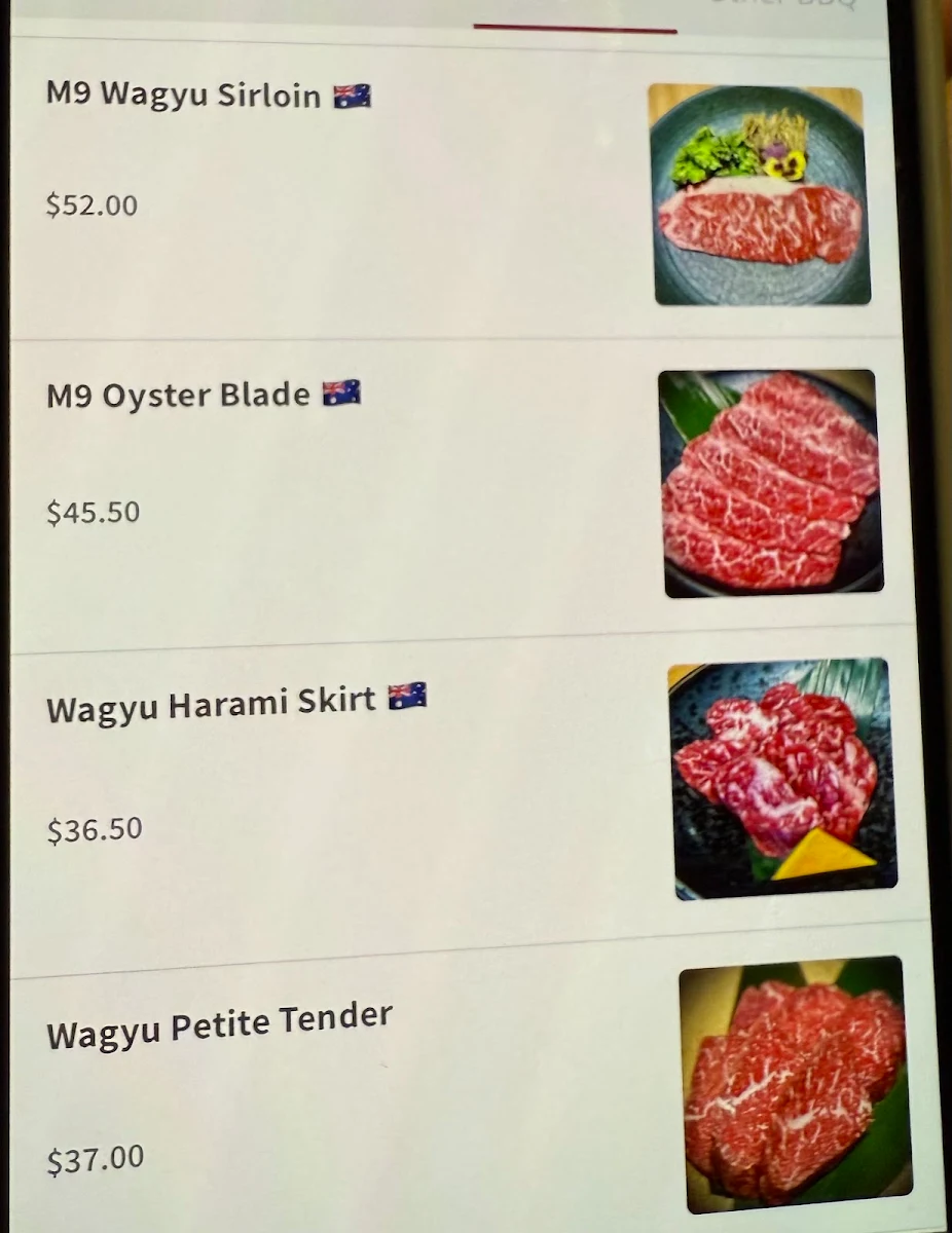 Menu, Kanpai Yakiniku