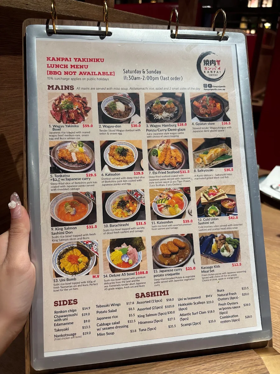Menu, Kanpai Yakiniku