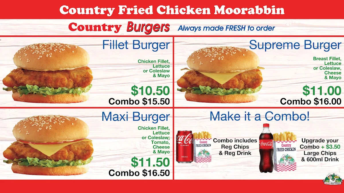 Menu, Country Fried Chicken