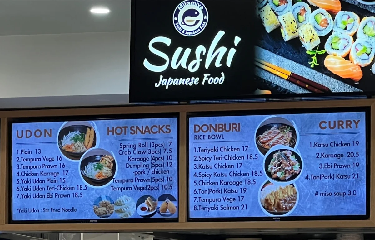 Menu, Mitamiya Sushi (Raymond Terrace)