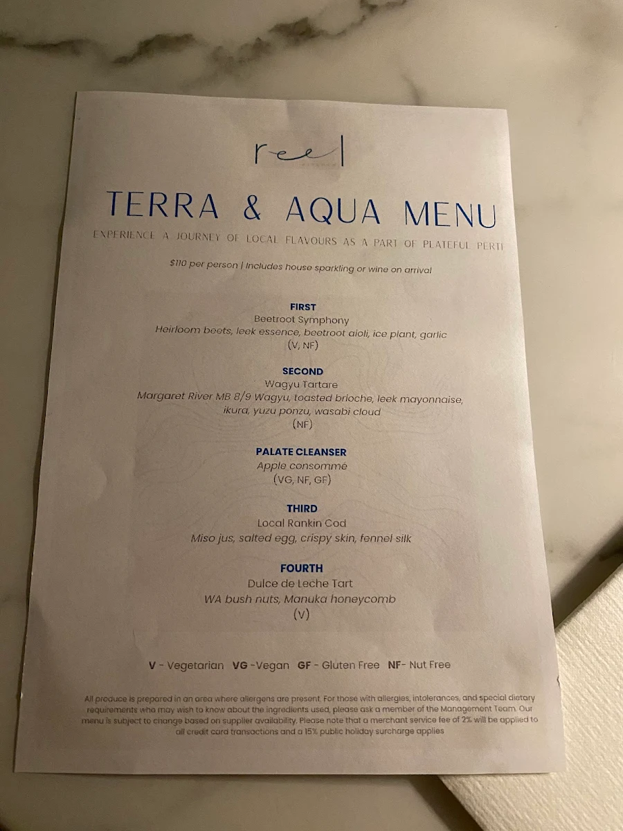 Menu, Reel Kitchen
