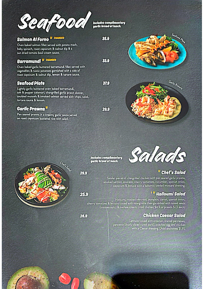 Menu, Caffe Primo Munnopara