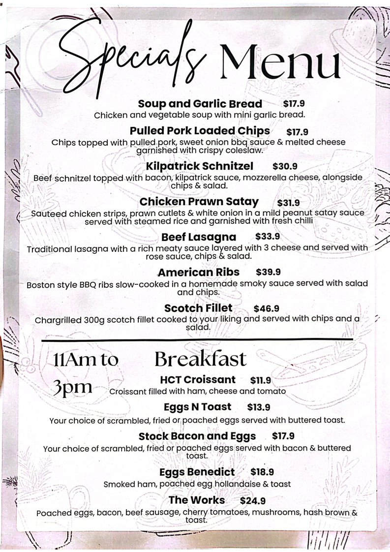 Menu, Caffe Primo Munnopara