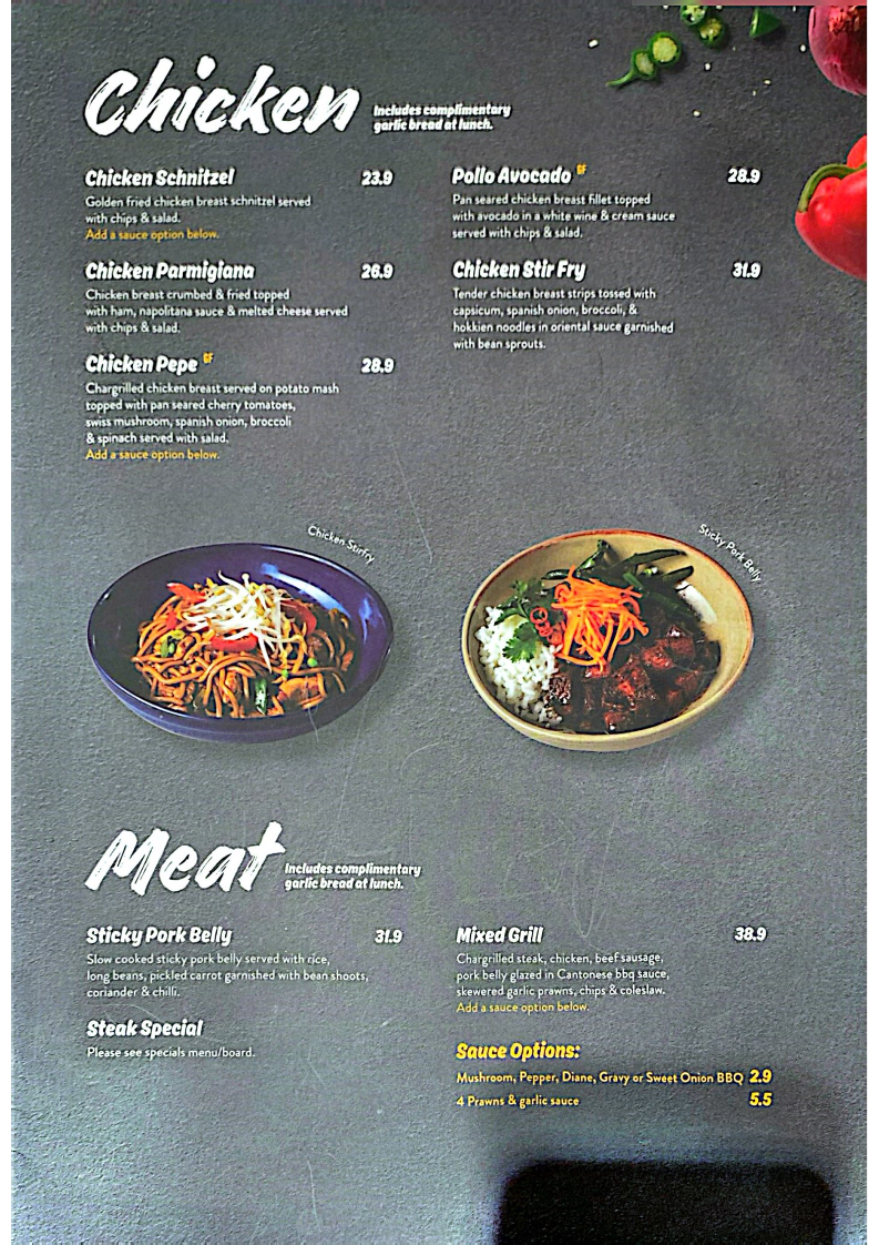Menu, Caffe Primo Munnopara