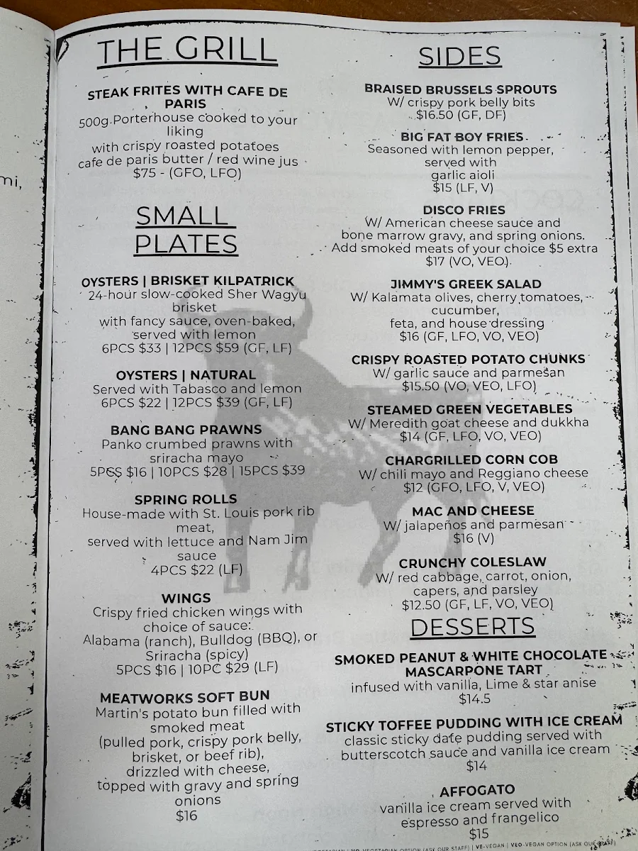 Menu, Meatworksco