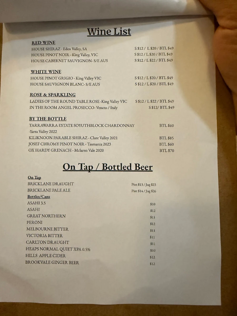 Menu, Meatworksco