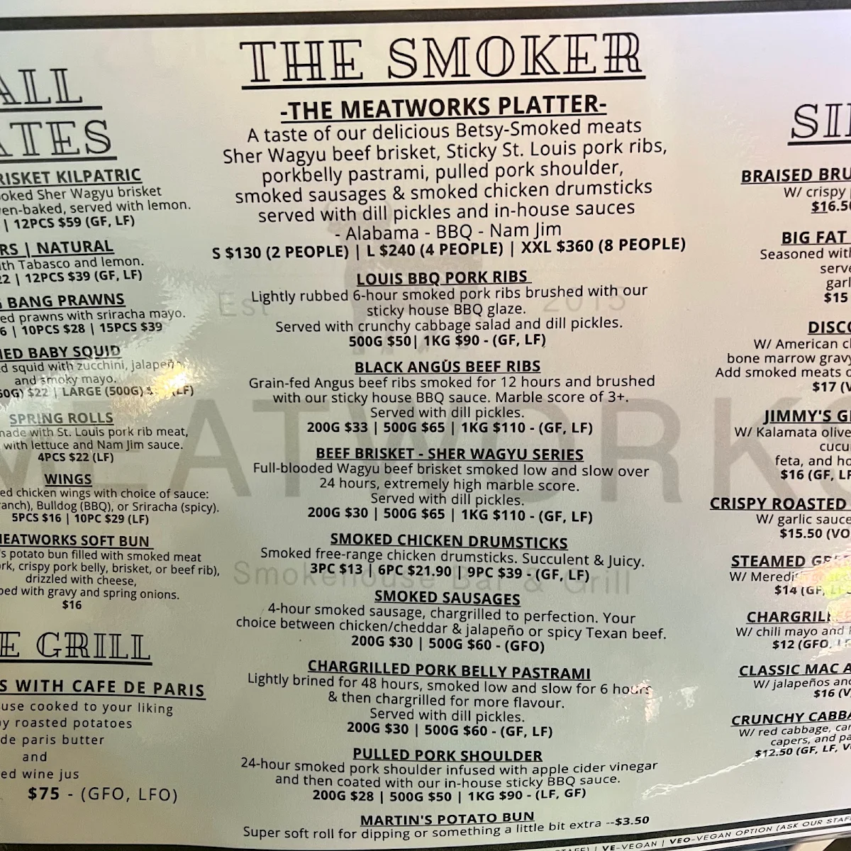 Menu, Meatworksco