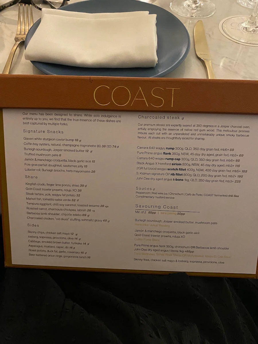Menu, COAST