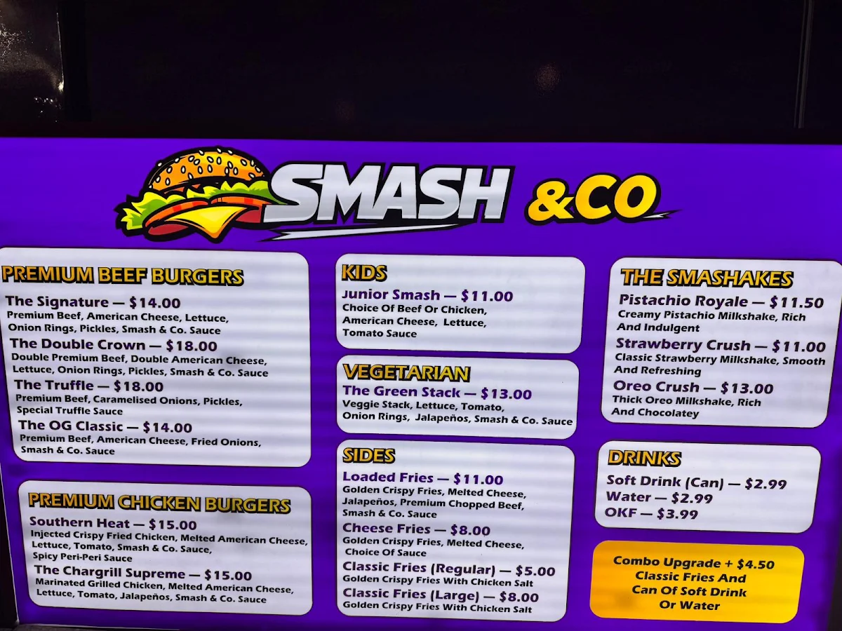 Menu, Smash & Co
