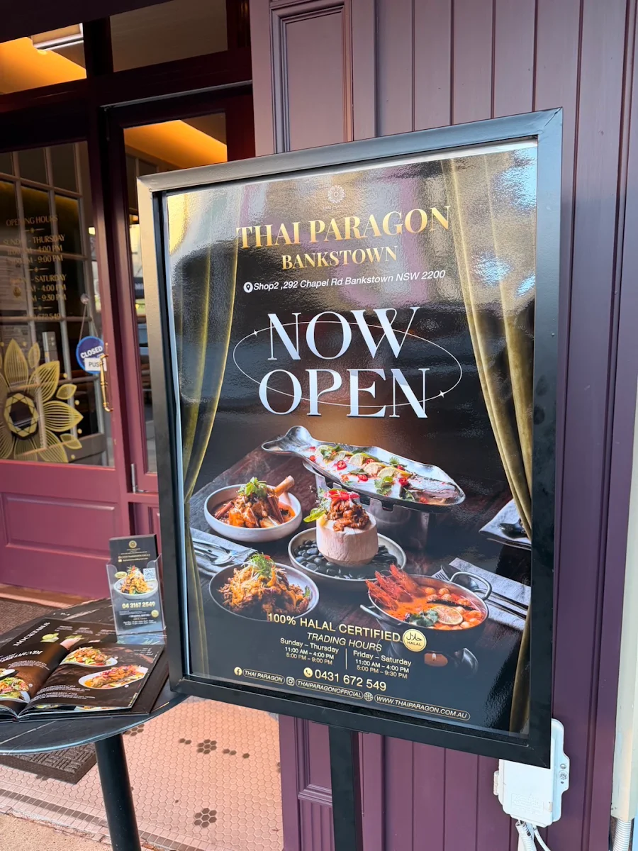 Menu, Thai Paragon Bankstown