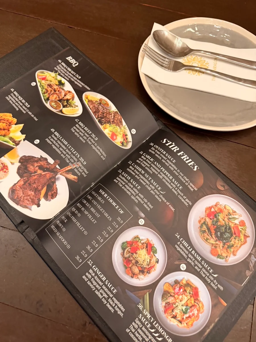 Menu, Thai Paragon Bankstown