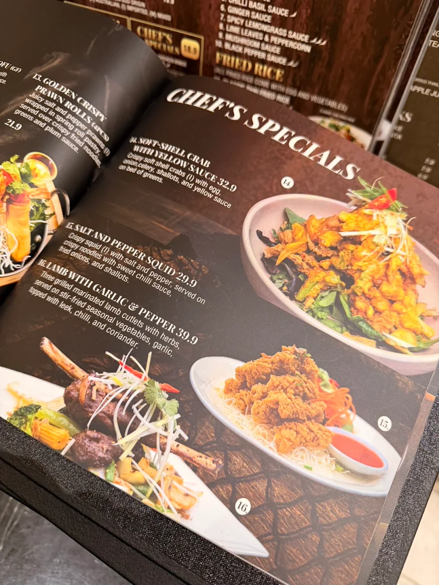 Menu, Thai Paragon Bankstown