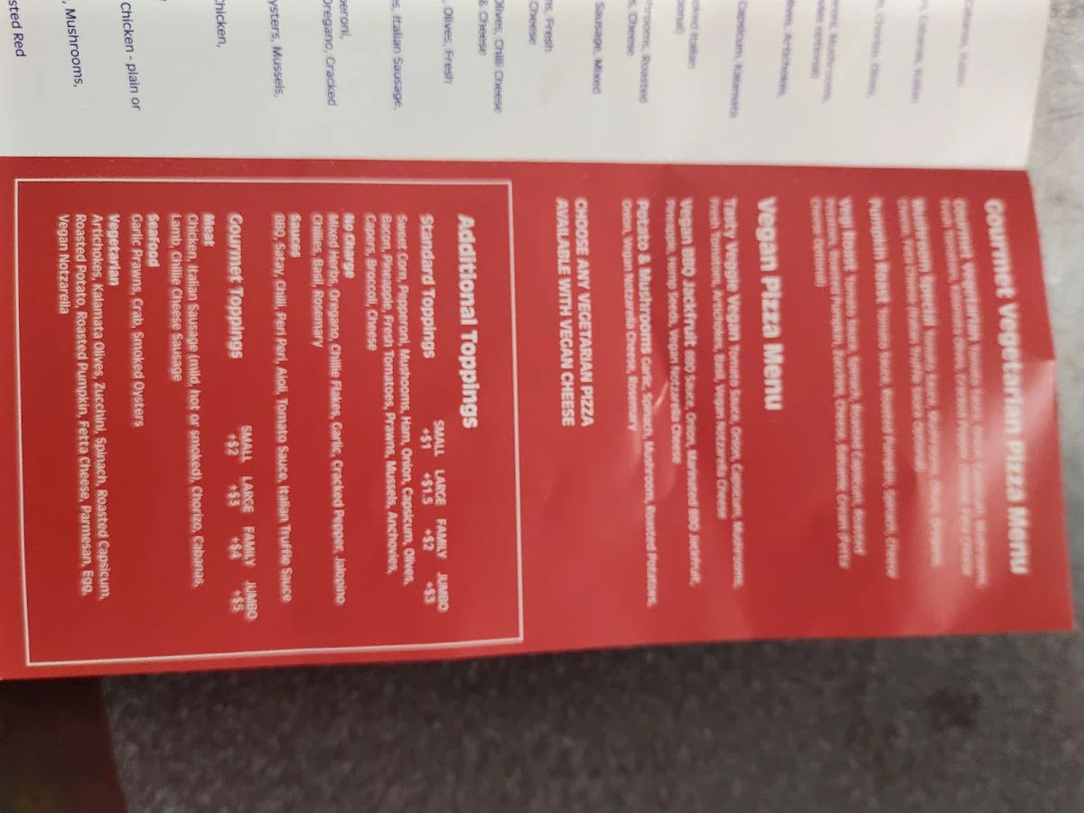 Menu, Ballajura Pizza