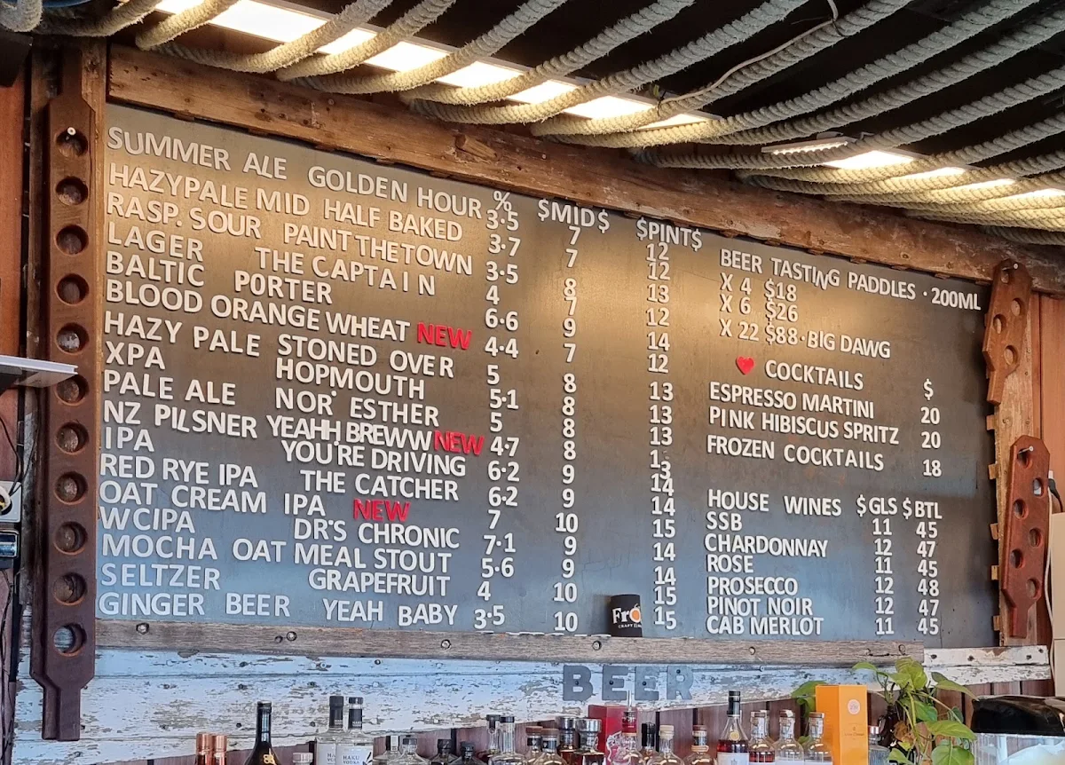 Menu, Froth Craft Beach