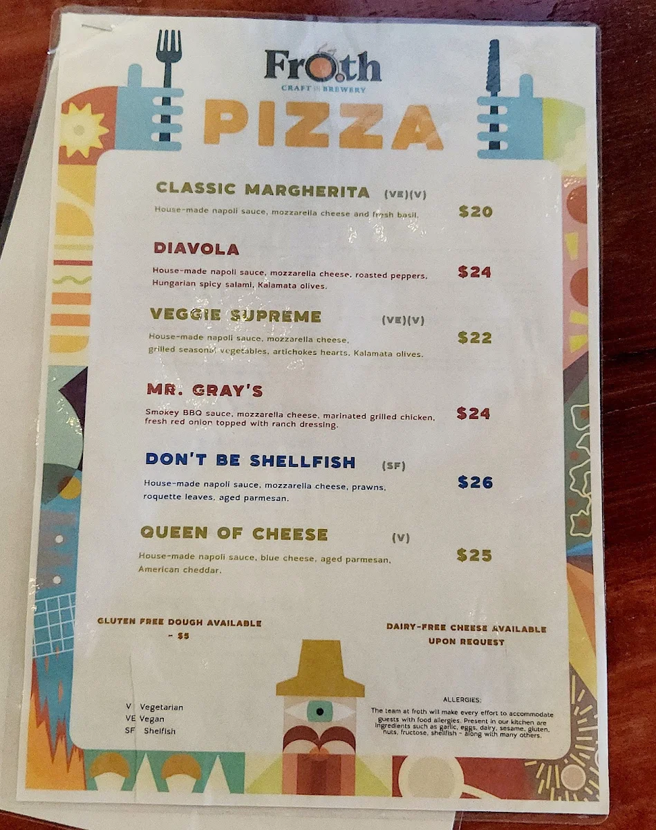 Menu, Froth Craft Beach
