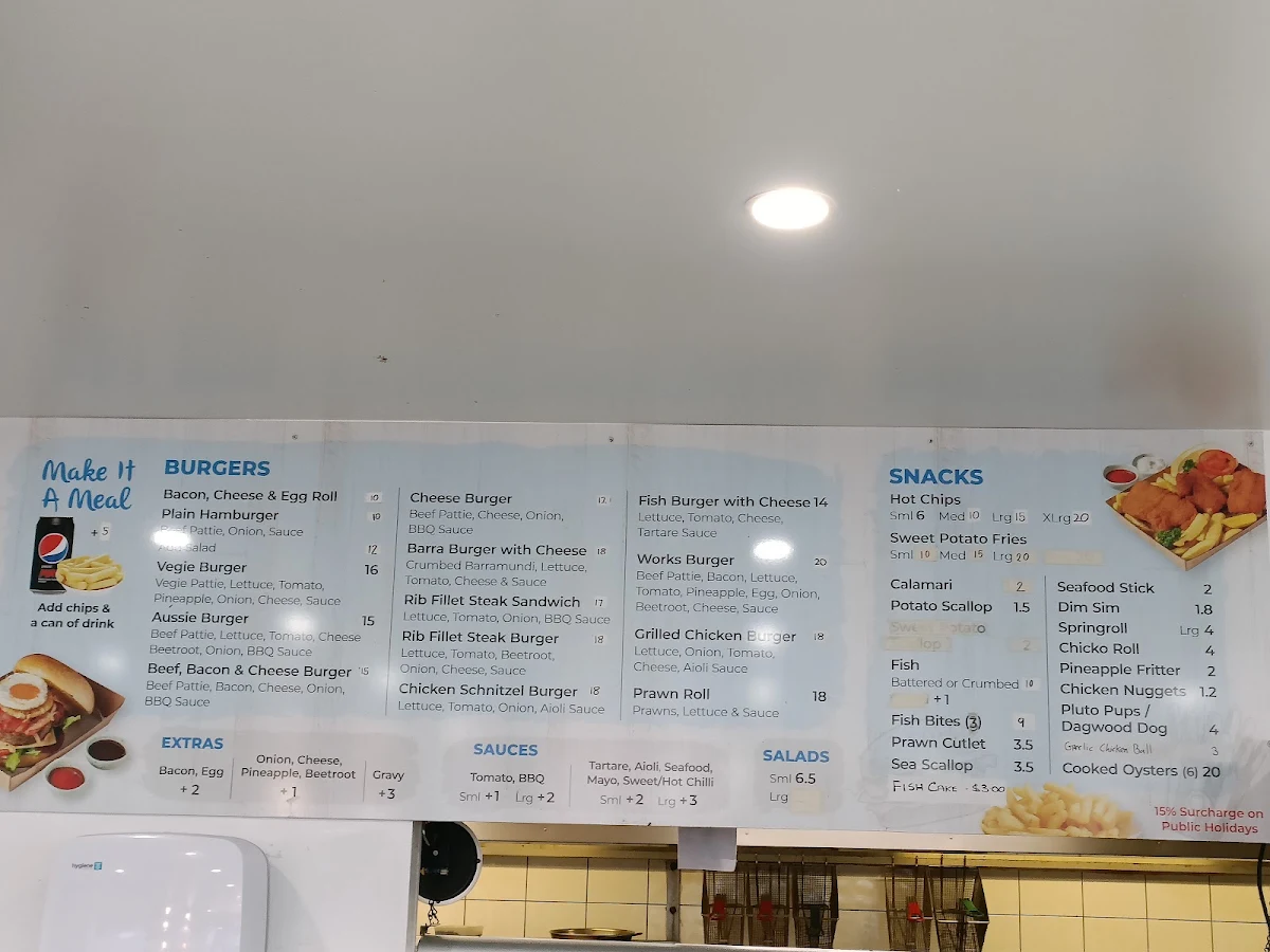 Menu, Mariners Cove Fish & Chips
