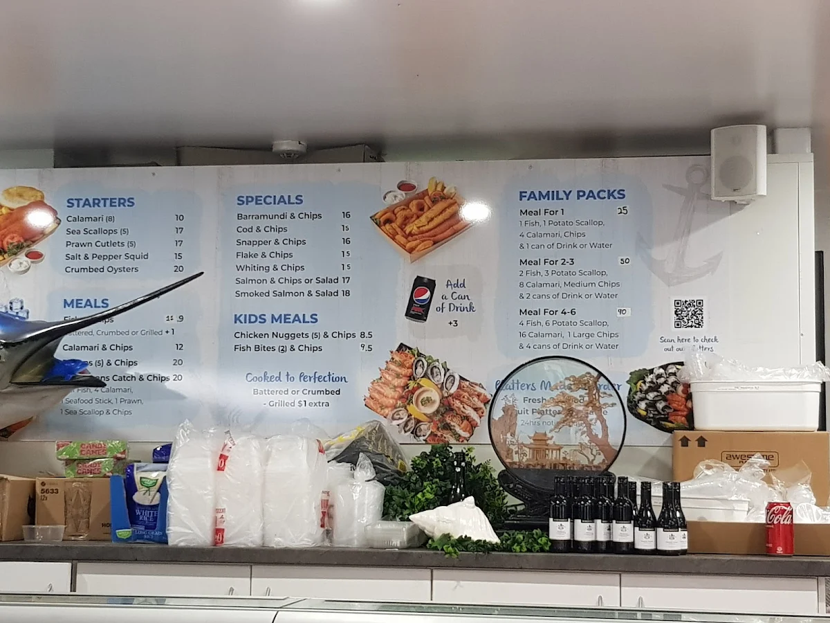Menu, Mariners Cove Fish & Chips