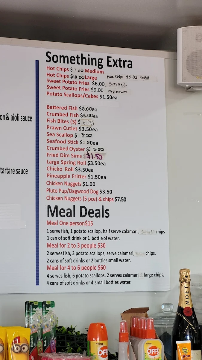 Menu, Mariners Cove Fish & Chips