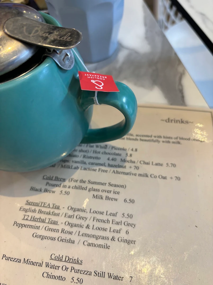 Menu, Cafe Rocca