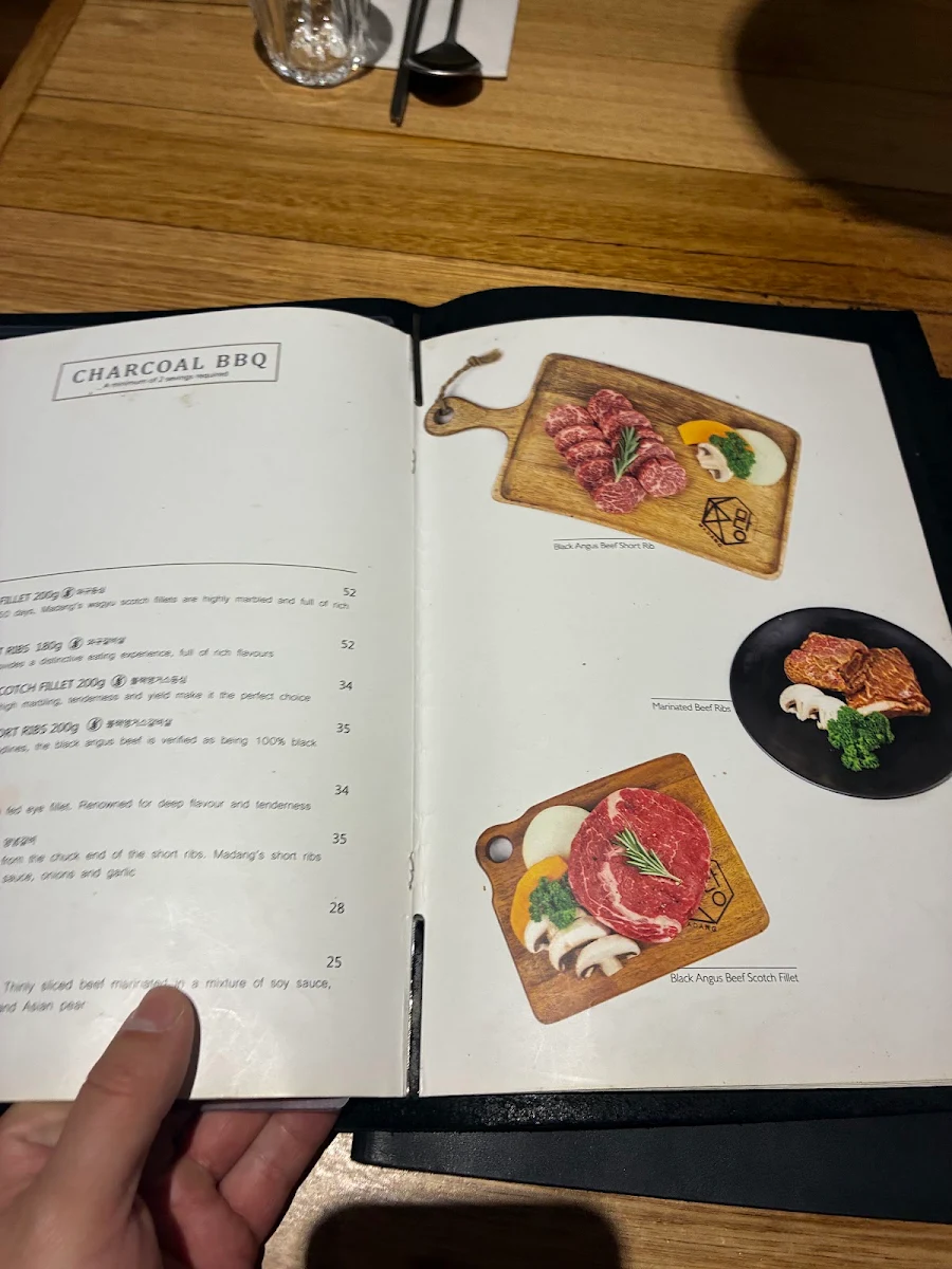 Menu, Madang Korean BBQ