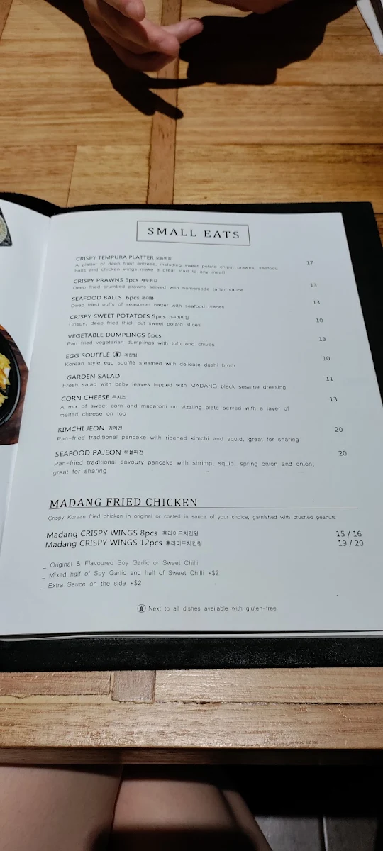 Menu, Madang Korean BBQ