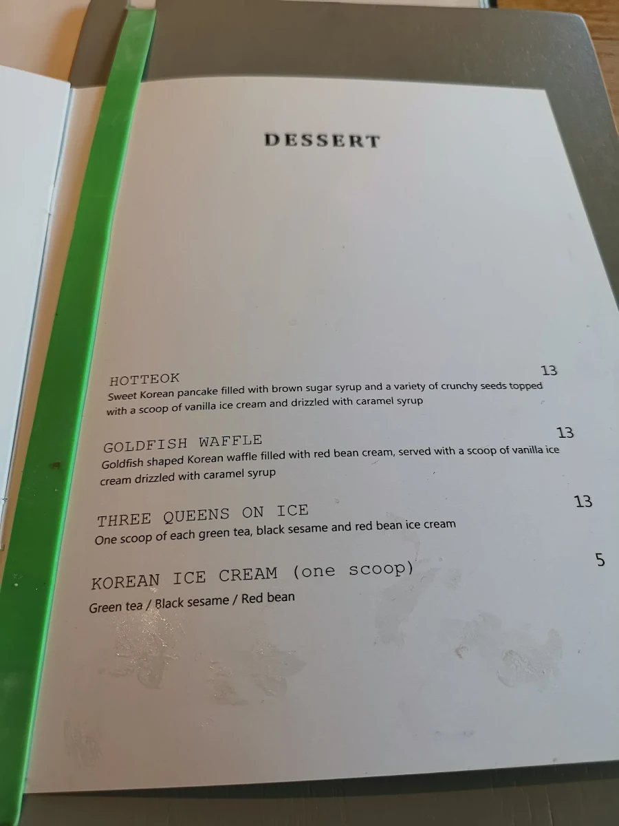 Menu, Madang Korean BBQ