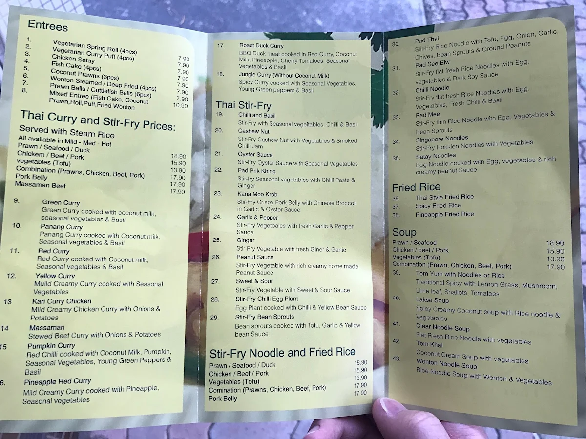 Menu, Thai Lemon