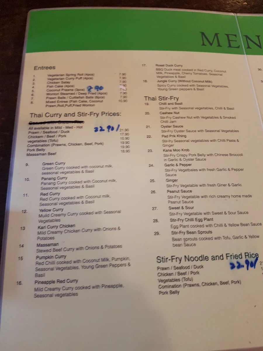 Menu, Thai Lemon
